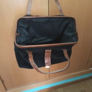 Bolsa de viaje pana y cuero