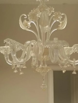 Lámpara de cristal Murano dorada