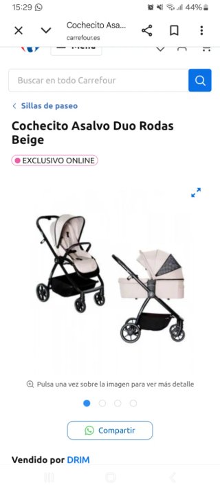 Cochecito Asalvo Rosas Duo Beige