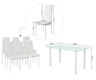Mesa cristal 6 sillas blancas Liquidación
