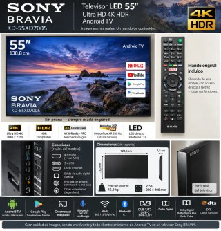 Sony Bravia 55 4K HDR Android TV KD-55XD7005