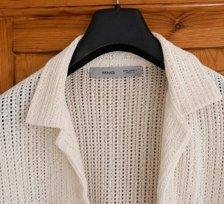 Camisa Mango Punto Calado Crudo Talla L
