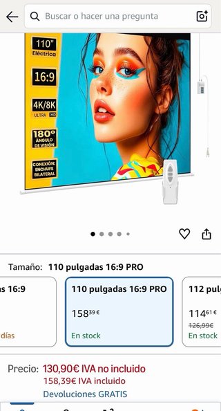 Pantalla de Proyector Eléctrica 110 Pulgadas 16:9