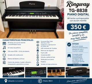 Piano Digital Ringway TG-8838