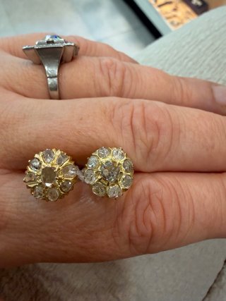 Pendientes Roseta Antiguos Diamantes Oro