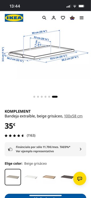 Bandeja extraíble IKEA KOMPLEMENT beige