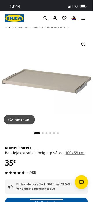Bandeja extraíble IKEA KOMPLEMENT beige