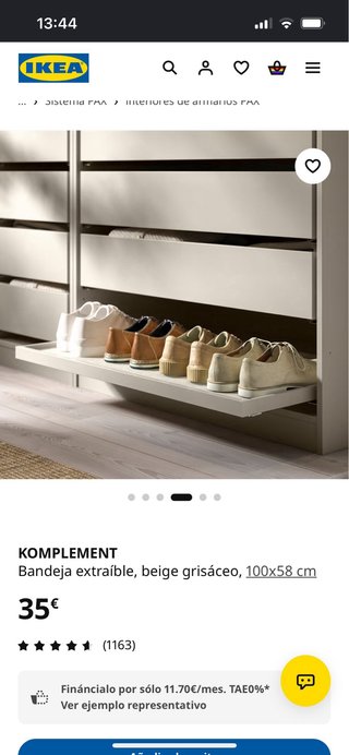 Bandeja extraíble IKEA KOMPLEMENT beige