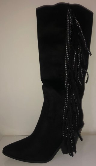 Botas altas negras con flecos nuevas