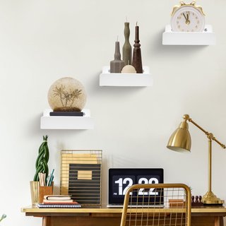 Estantes pared madera maciza 13cm, set 2