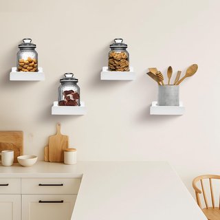 Estantes pared madera maciza 13cm, set 2