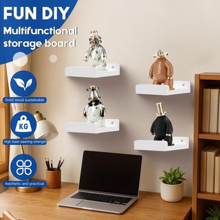 Estantes pared madera maciza 13cm, set 2