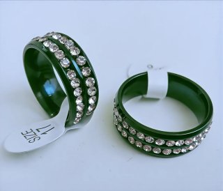 Anillo Acero Negro Circonitas Doble Fila