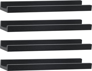 4 Estantes Flotantes Madera Negros 43cm