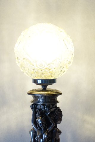 Lámpara Mesa Oriental/Indú Dorada Cristal