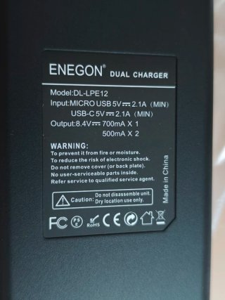 Cargador Viaje Enegon + 2 Baterías LP-E12