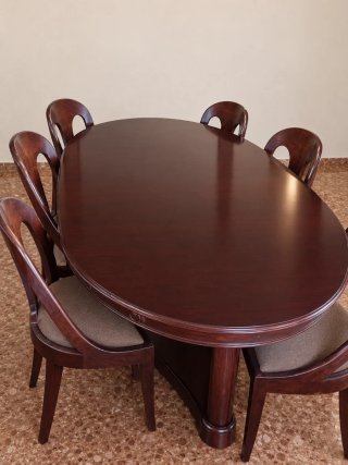 Mesa comedor cerezo y 6 sillas