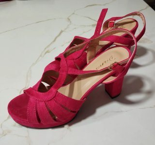 Zapatos tacón antelina rosa talla 40