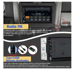 Radio Coche 2 DIN CarPlay/Android Auto