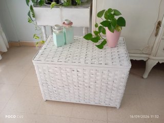 Gran Baúl mimbre y madera restaurado Shabby Chic