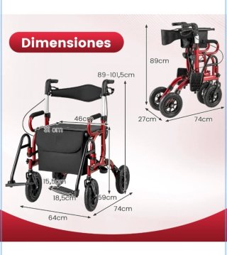 Andador Rollator 2 en 1 con Asiento Costway