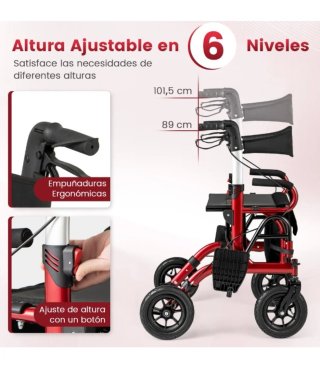Andador Rollator 2 en 1 con Asiento Costway