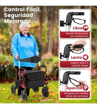 Andador Rollator 2 en 1 con Asiento Costway