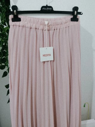 Gonna midi plissettata rosa taglia unica