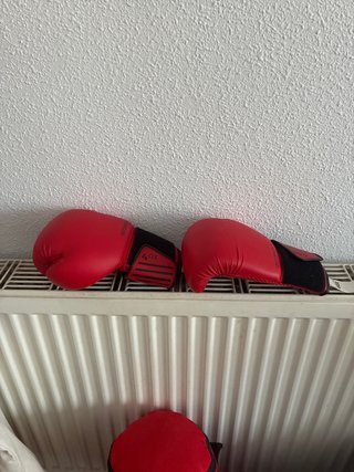Saco de boxeo y guantes rojos 4oz