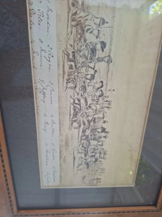 Cuadro de madera con dibujo antiguo