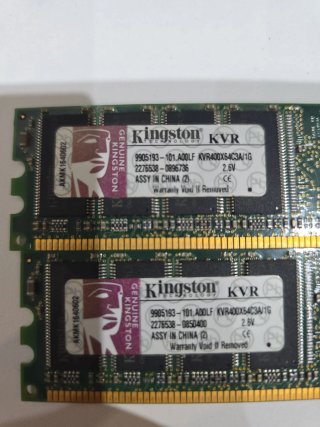 Lote 2GB RAM DDR1 400MHz Kingston (2x1GB) PC3200