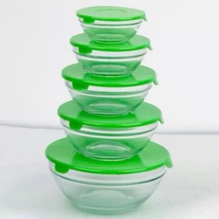 Set 10 Contenitori Vetro Coperchio Verde