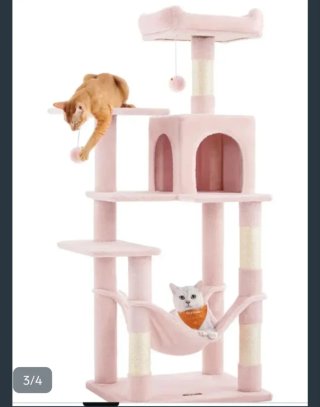 Torre rascador para gatos rosa