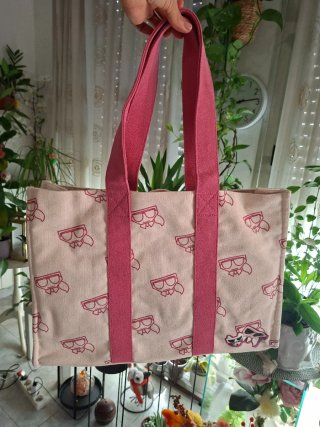 Bolso Karl Lagerfeld Lona Rosa y Beige