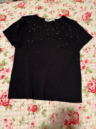 Top Zara Negro con Pedrería
