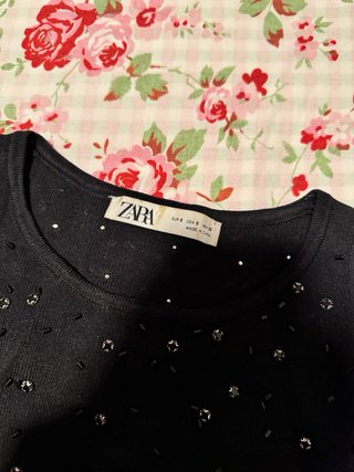 Top Zara Negro con Pedrería