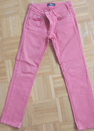 Pantalón vaquero rosa/rojo