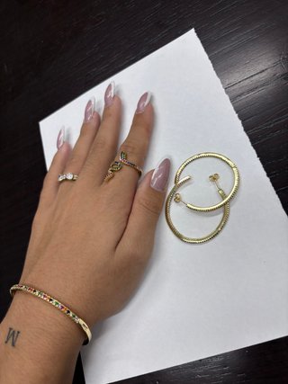 Conjunto pulsera, anillo y pendientes oro