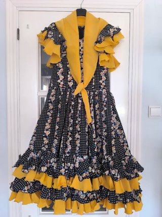 Vestido Flamenca Infantil Negro y Amarillo