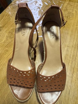 Sandalias cuña Ralph Lauren piel marrón