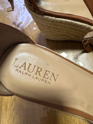 Sandalias cuña Ralph Lauren piel marrón