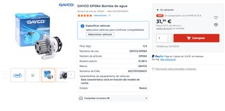 Bomba de agua DAYCO para audi a3
