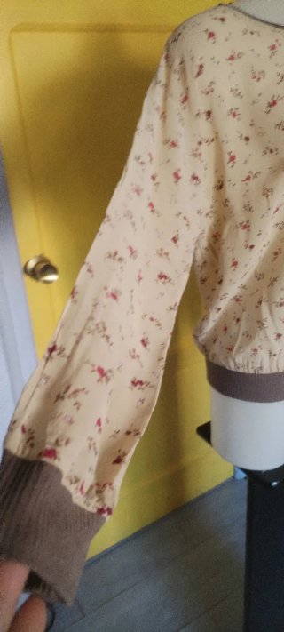 Blusa transparente floral beige y marrón