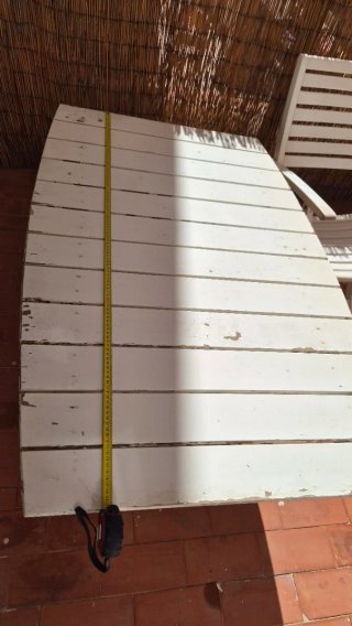 Mesa y 3 Sillas Terraza Madera Blanca