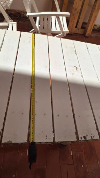 Mesa y 3 Sillas Terraza Madera Blanca