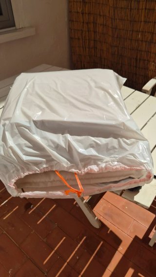 Mesa y 3 Sillas Terraza Madera Blanca