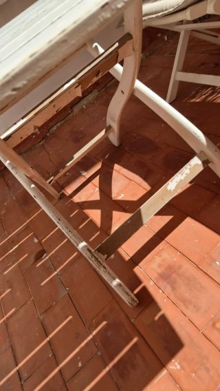Mesa y 3 Sillas Terraza Madera Blanca