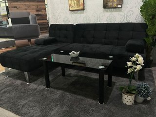 Sofá Cama Chaise Longue Negro 198cm