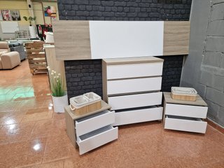 Cabecero, mesitas y cómoda modernos
