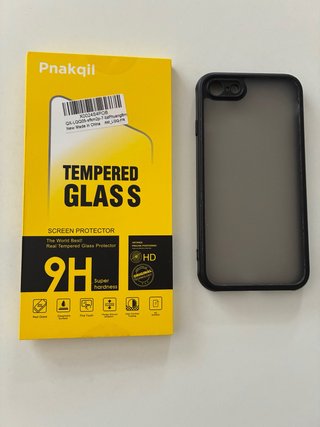 2 Cristales Templados Pnakqil + Funda iPhone SE.